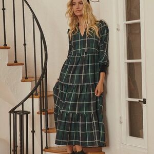 Sugarlips Plaid Green Maxi Dress